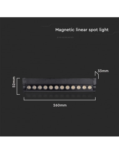 10260-Faretto LED Lineare da Binario Magnetico Regolabile  Colore Nero  IP-3