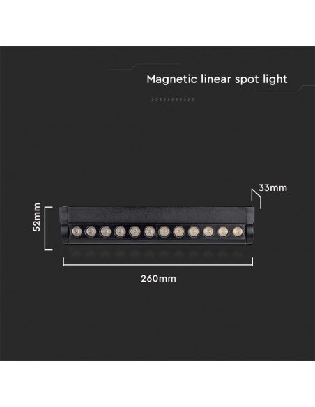 10260-Faretto LED Lineare da Binario Magnetico Regolabile  Colore Nero  IP-3