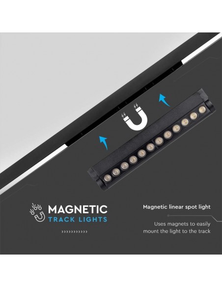 10260-Faretto LED Lineare da Binario Magnetico Regolabile  Colore Nero  IP-7