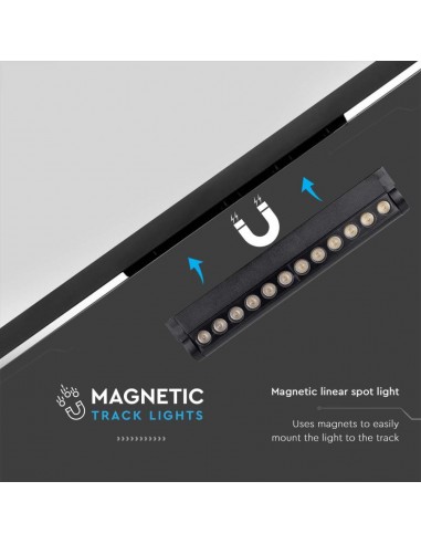 10261-Faretto LED Lineare da Binario Magnetico Regolabile  Colore Nero  IP-7
