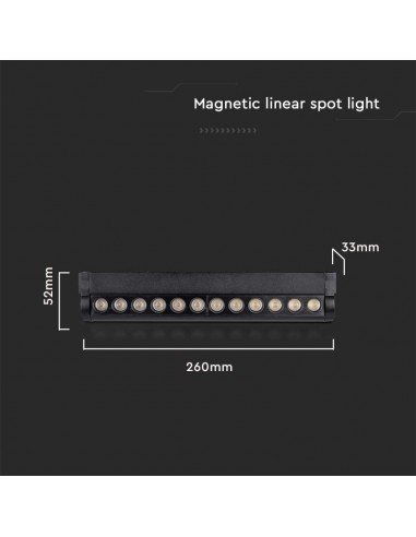 10262-Faretto LED Lineare da Binario Magnetico Regolabile  Colore Nero  IP-3
