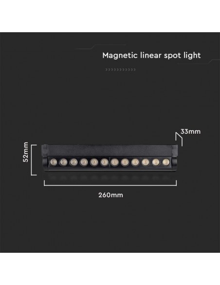 10262-Faretto LED Lineare da Binario Magnetico Regolabile  Colore Nero  IP-3