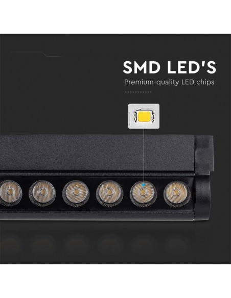 Faretto LED Lineare da Binario Magnetico Regolabile 12W Nero 6400K IP20