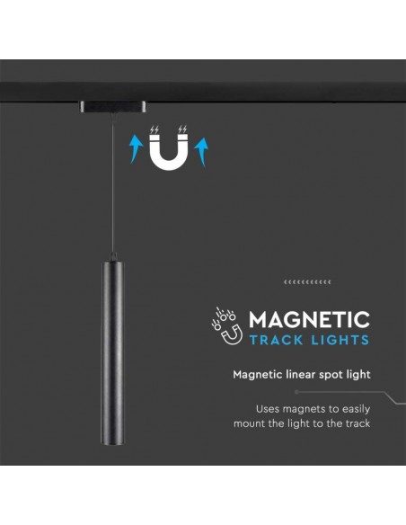 10263-Faretto LED da Binario Magnetico a Sospensione  Colore Nero  -7