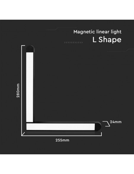 10267-Faretto LED da Binario Magnetico  a forma di L Colore Nero -2