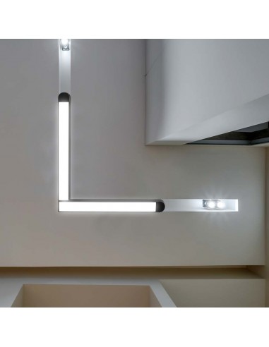 10267-Faretto LED da Binario Magnetico  a forma di L Colore Nero -3