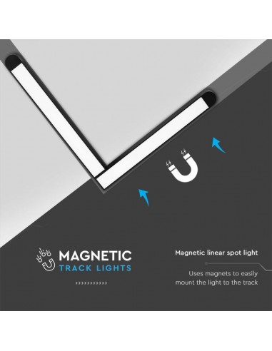 10267-Faretto LED da Binario Magnetico  a forma di L Colore Nero -5