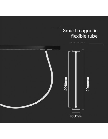 10276-Tubo LED Flessibile per Binario Magnetico  V Colore Nero CCT in Compatibile con Amazon Alexa e Google Home-3