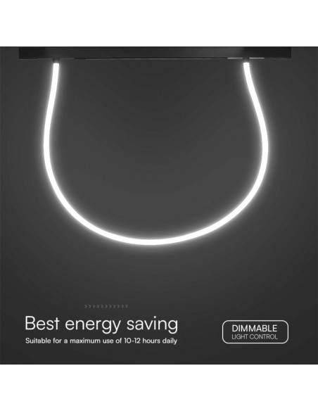 Tubo LED Flessibile per Binario Magnetico 23W 48V Nero CCT 3in1 Compatibile con Alexa e Google Home