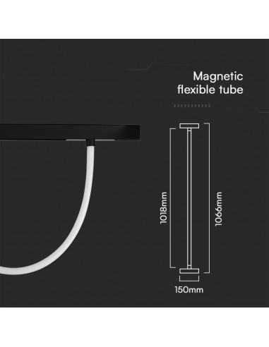10278-Tubo LED Flessibile da Binario  Colore Nero Dimmerabile -3