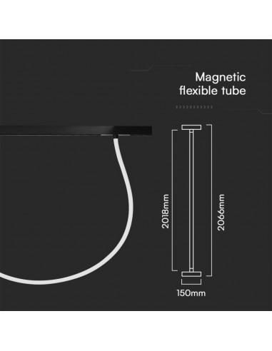 10279-Tubo LED Flessibile per Binario Magnetico  V Colore Nero Dimmerabile -3