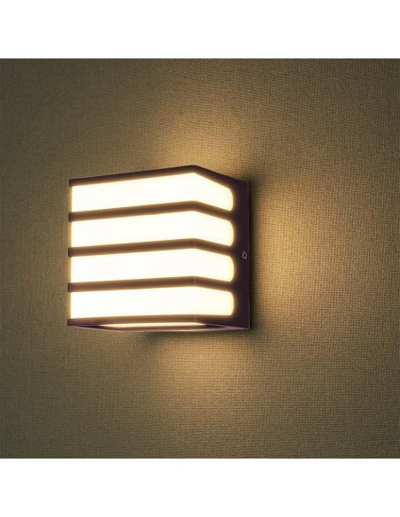 10285-Lampada LED da Muro a Lanterna  Moderna Colore Marrone  -4