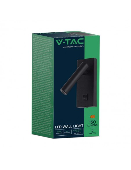 10286-Applique da Hotel per Lettura LED  Orientabile su Ogni Lato con Tasto On/Off  Colore Nero -2