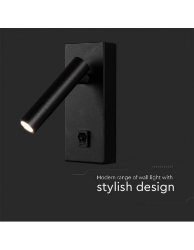 10286-Applique da Hotel per Lettura LED  Orientabile su Ogni Lato con Tasto On/Off  Colore Nero -6