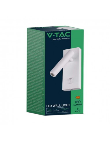 10288-Applique da Hotel per Lettura LED  Orientabile su Ogni Lato con Tasto On/Off  Colore Bianco -2