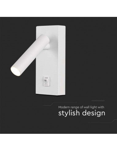 10289-Applique da Hotel per Lettura LED  Orientabile su Ogni Lato con Tasto On/Off  Colore Bianco -7