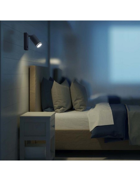 10294-Portafaretto LED da Muro GU Orientabile con interruttore e Portalampada Colore Nero-4