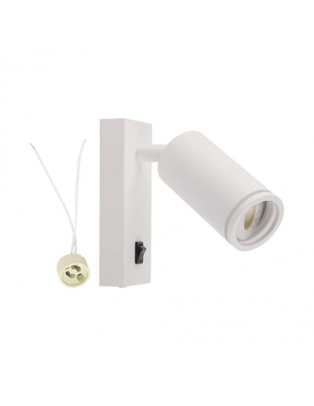 10295-Portafaretto LED da Muro GU Orientabile con interruttore e Portalampada Colore Bianco-1