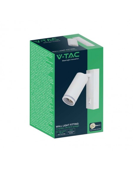 10295-Portafaretto LED da Muro GU Orientabile con interruttore e Portalampada Colore Bianco-2