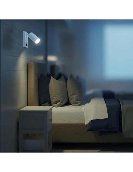 10295-Portafaretto LED da Muro GU Orientabile con interruttore e Portalampada Colore Bianco-4