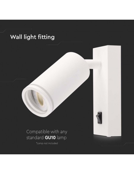 10295-Portafaretto LED da Muro GU Orientabile con interruttore e Portalampada Colore Bianco-6