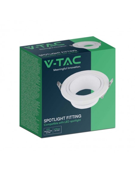 10296-Portafaretto LED da Incasso Rotondo GU in Policarbonato e Ferro Colore Bianco-2