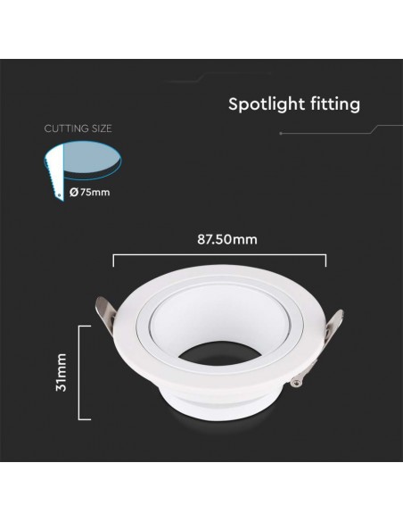 10296-Portafaretto LED da Incasso Rotondo GU in Policarbonato e Ferro Colore Bianco-3