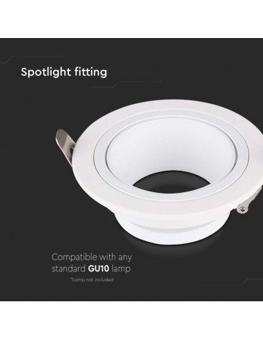 10296-Portafaretto LED da Incasso Rotondo GU in Policarbonato e Ferro Colore Bianco-6