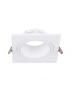 10297-Portafaretto LED da Incasso Quadrato GU in Policarbonato e Ferro Colore Bianco-1