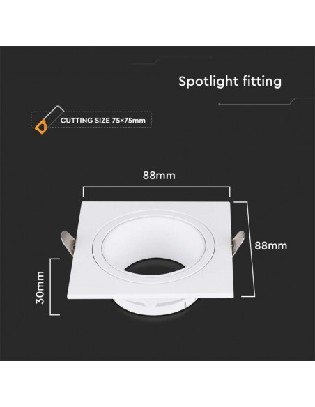 10297-Portafaretto LED da Incasso Quadrato GU in Policarbonato e Ferro Colore Bianco-3