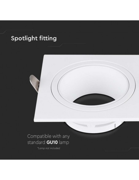 10297-Portafaretto LED da Incasso Quadrato GU in Policarbonato e Ferro Colore Bianco-6