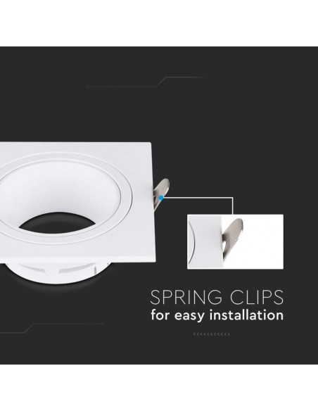 10297-Portafaretto LED da Incasso Quadrato GU in Policarbonato e Ferro Colore Bianco-7