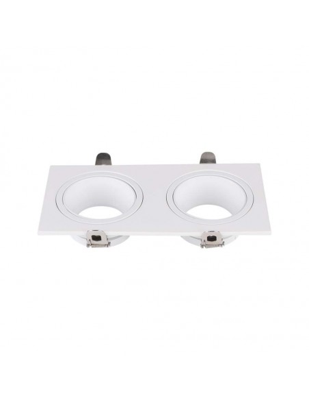 10298-Portafaretto LED Doppio da Incasso Rettangolare xGU in Policarbonato e Ferro Colore Bianco-1