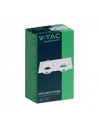 10298-Portafaretto LED Doppio da Incasso Rettangolare xGU in Policarbonato e Ferro Colore Bianco-2