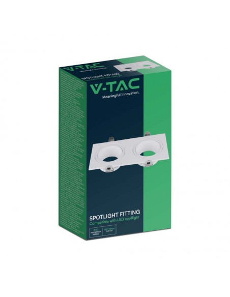 10298-Portafaretto LED Doppio da Incasso Rettangolare xGU in Policarbonato e Ferro Colore Bianco-2