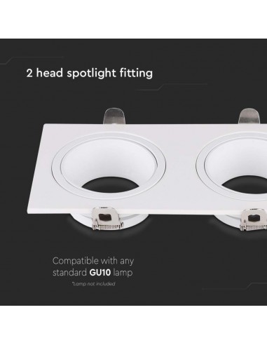 10298-Portafaretto LED Doppio da Incasso Rettangolare xGU in Policarbonato e Ferro Colore Bianco-6