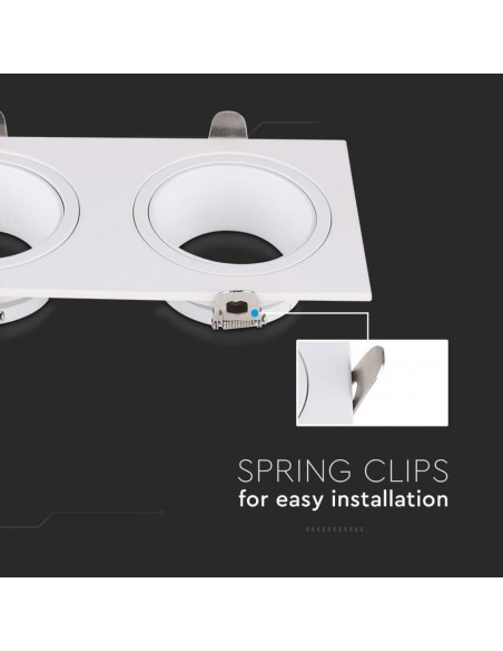 10298-Portafaretto LED Doppio da Incasso Rettangolare xGU in Policarbonato e Ferro Colore Bianco-7