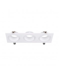 10299-Portafaretto LED Triplo da Incasso Rettangolare xGU in Policarbonato e Ferro Colore Bianco-1