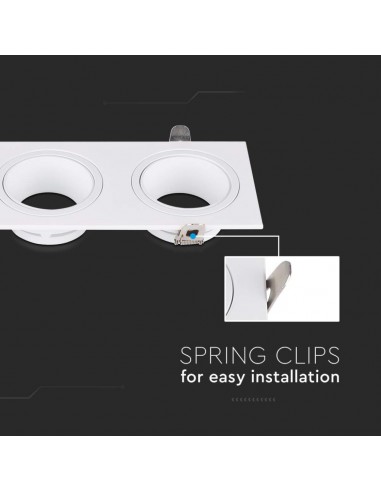 10299-Portafaretto LED Triplo da Incasso Rettangolare xGU in Policarbonato e Ferro Colore Bianco-7