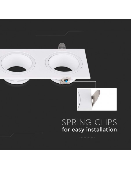 10299-Portafaretto LED Triplo da Incasso Rettangolare xGU in Policarbonato e Ferro Colore Bianco-7