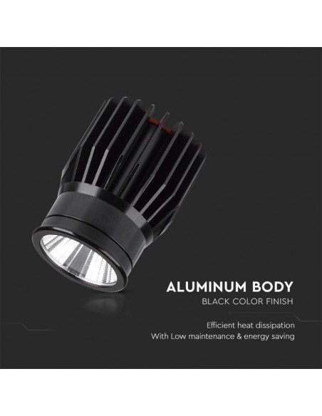 Faretto LED da Incasso Rotondo LED 18W in Alluminio Nero 6400K