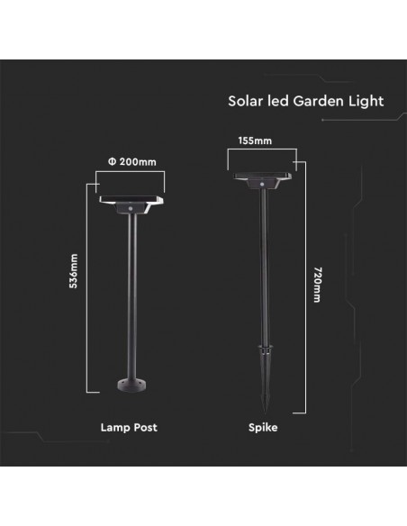 10304-Piantana Solare LED da Giardino  con sensore crepuscolare xmm Colore Nero in -3