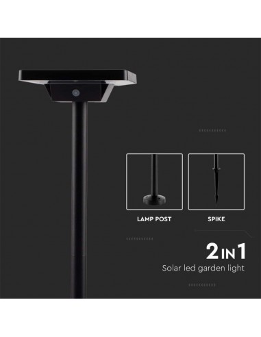 10304-Piantana Solare LED da Giardino  con sensore crepuscolare xmm Colore Nero in -4