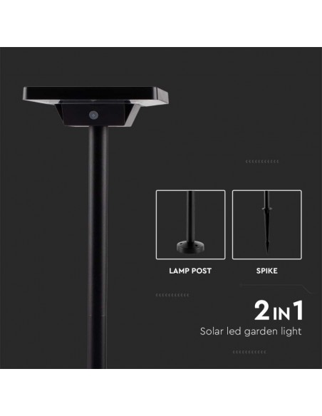 10304-Piantana Solare LED da Giardino  con sensore crepuscolare xmm Colore Nero in -4