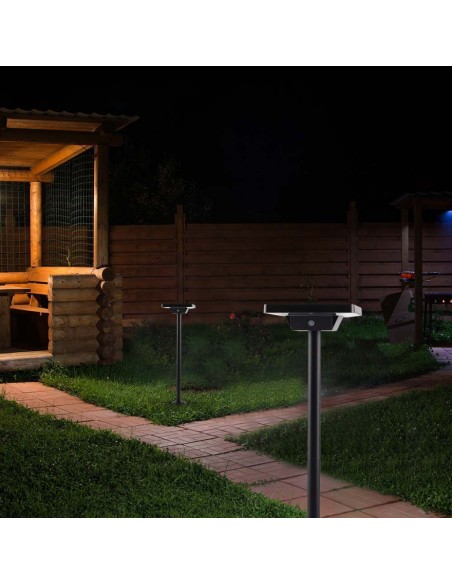 10304-Piantana Solare LED da Giardino  con sensore crepuscolare xmm Colore Nero in -6