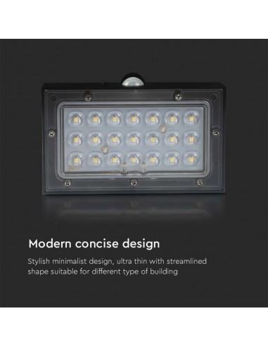 10305-Lampada LED da Muro  Con Pannello Solare e Sensore PIR Colore Nero  -7