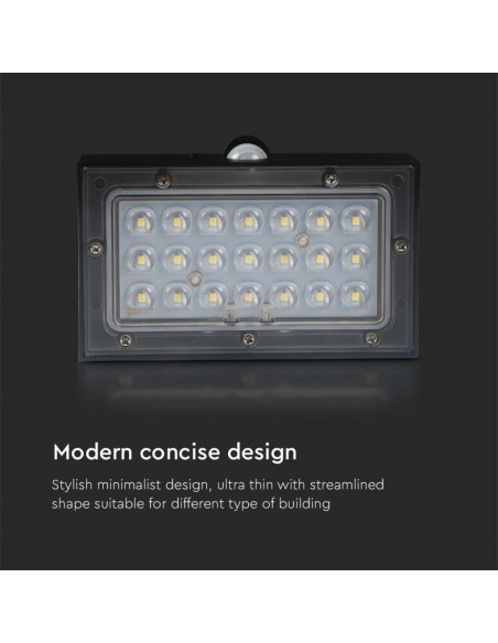 10305-Lampada LED da Muro  Con Pannello Solare e Sensore PIR Colore Nero  -7
