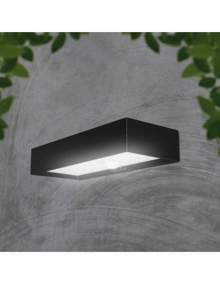10307-Lampada LED da Muro  Con Pannello Solare e Sensore PIR Colore Nero  -4