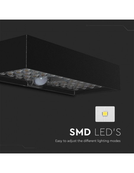 10307-Lampada LED da Muro  Con Pannello Solare e Sensore PIR Colore Nero  -5