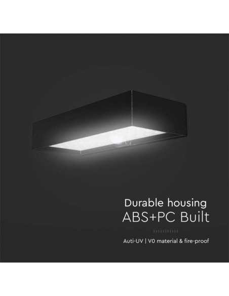 Lampada LED da Muro 6W Con Pannello Solare e Sensore PIR Nero 4000K IP65